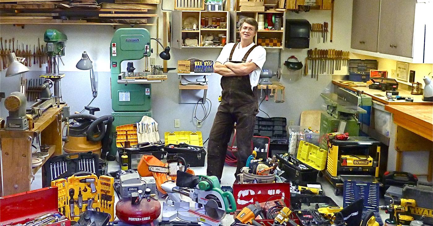 Scott, The Real Handyman, in his fully equipped workshop in Richmond, BC